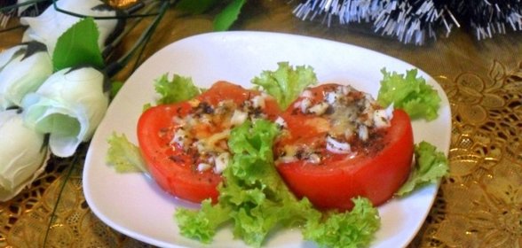 Запеченные помидоры с базиликом и чесноком