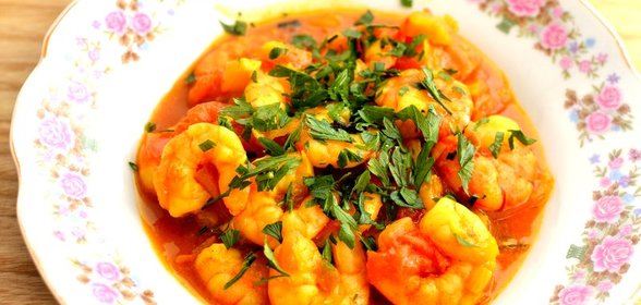 Креветки с карри