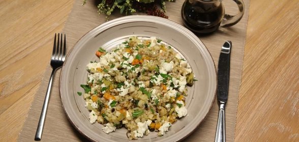 Перлотто с овощами и адыгейским сыром