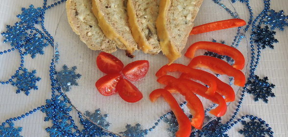 Мясной рулет с рисом и грибами