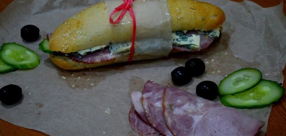 Сэндвич-багет по-французски с шампиньонами