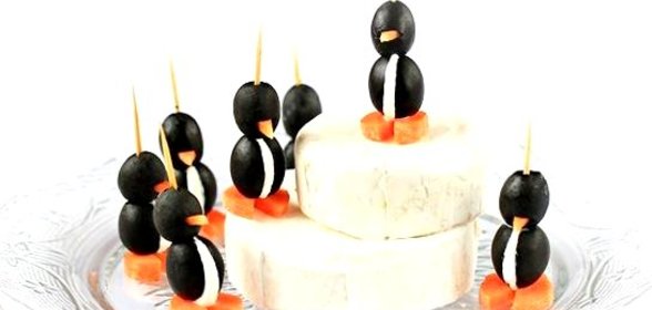 Пингвинчики из оливок и сыра