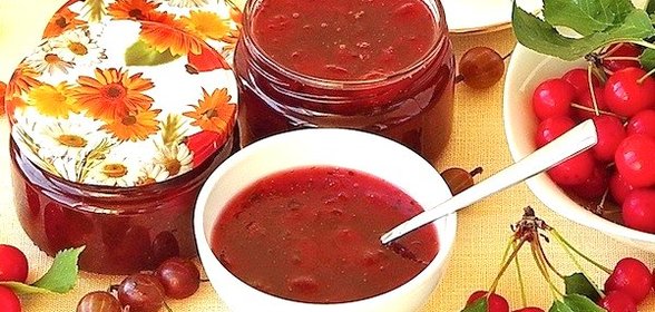 Джем из крыжовника и черешни