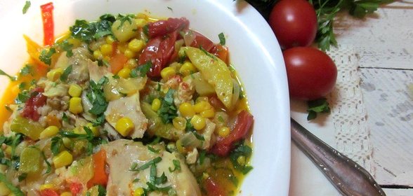 куриные окорочка с овощами в мультиварке