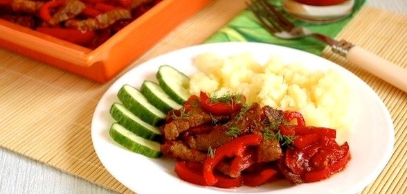 Телятина жареная с овощами