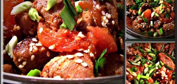 Жаркое из свинины со сладким перцем и помидорами