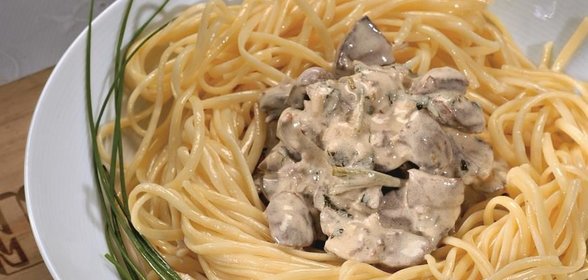 Лингвини с куриными потрошками