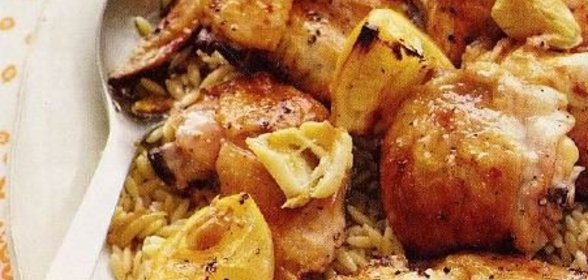 Курица жареная с лимоном