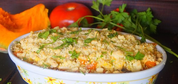 Осенняя запеканка с тыквой и рисом