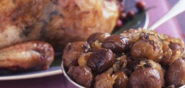 Жареная курица с каштанами