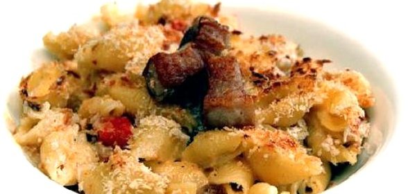 Свиная грудинка с макаронами