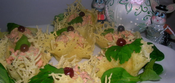 Рыбный паштет в сырных корзиночках Похрустим под бой курантов