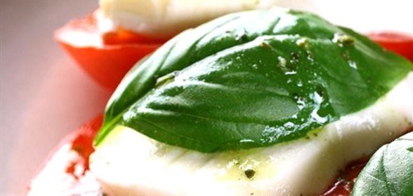 Закуска из моццареллы, помидоров и базилика