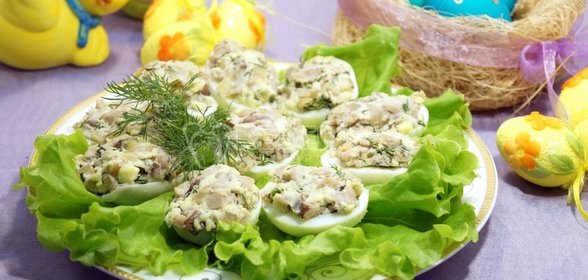 Яйца фаршированные грибами