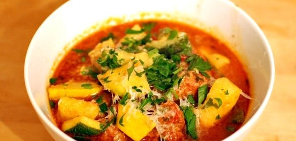 Овощное рагу с патиссонами