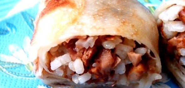 Блинчики с грибами и рисом