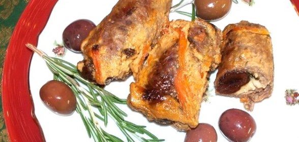 Рулетики из говядины с черносливом