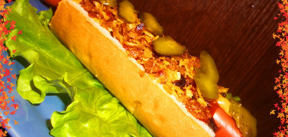 Датский ХОТ-ДОГ с Хрустящим Луком)))