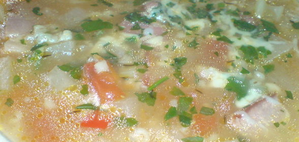 Суп с с копчёным мясом,овощами и перловкой (почти minestrone dorzo)