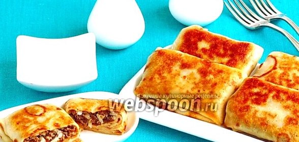 Блинчики с начинкой из куриных желудочков и риса