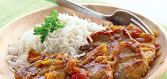 Свинина со сладким луком карри