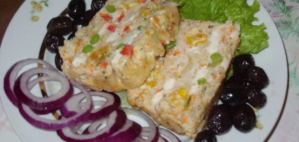 Куриный хлебец с овощами, с сырно-куражной начинкой