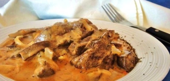 Гуляш из печени говяжьей