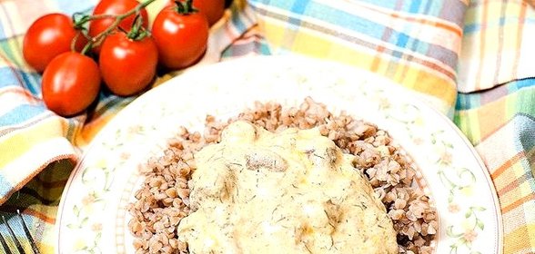 Куриные сердечки в сливочном соусе