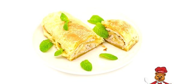 Куриный рулет в слоеном тесте