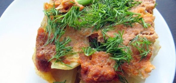 Картофельная запеканка в микроволновке