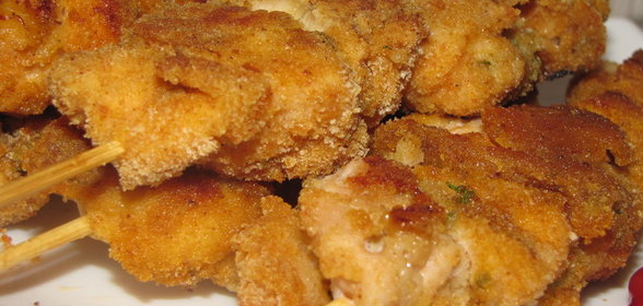 Куриные шашлычки в шубе