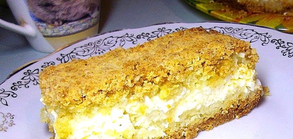 Песочный пирог с творогом