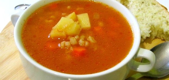 Томатный суп с перловкой