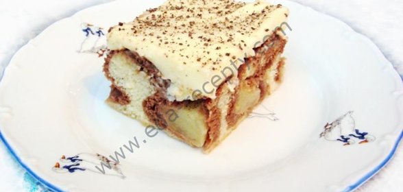 Бисквитный торт с масляным кремом и яблоками