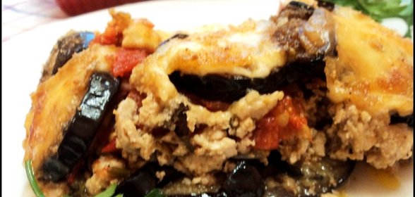 Запеканка из баклажанов с вареным мясом