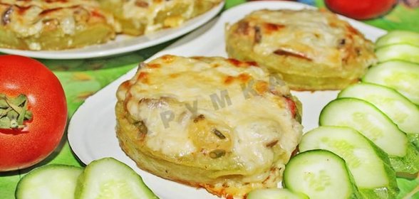 Кабачки фаршированные грибами в духовке