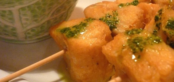 Шашлык из трески с зелёным соусом