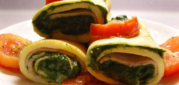 омлетные блинчики со шпинатом