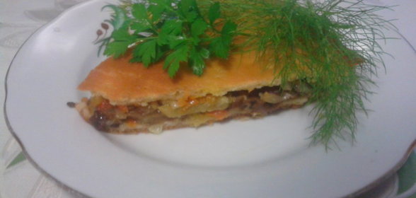 Закрытый грибно-овощной пирог