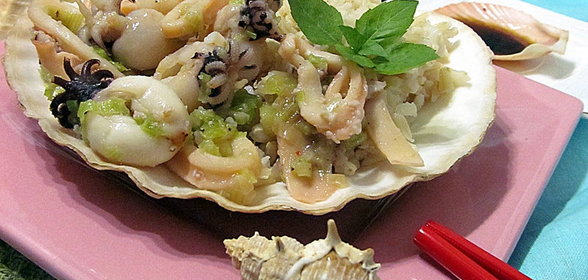 Рис Мистраль Индика с каракатицами и кальмарами в тайском стиле