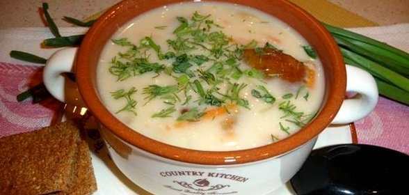 Суп из белых грибов с сыром