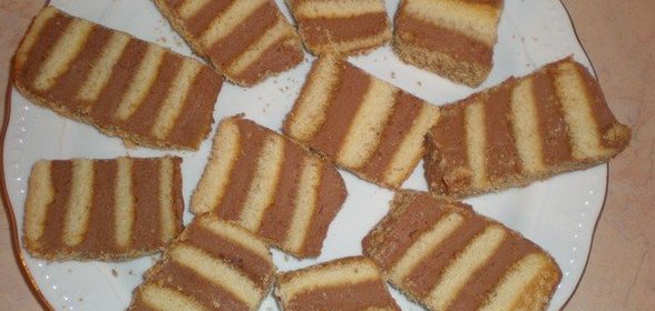 «ПОЛОСАТОЕ» пирожное без выпечки (очень вкусно и просто)