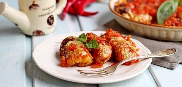 Постные голубцы с рисом и грибами