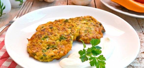 Оладьи из тыквы с грибами и сыром