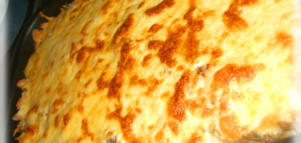 Запеканочка рисовая с курятинкой и сыром:)