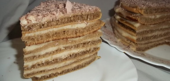 Кофейный торт с заварным кремом (на сковороде)