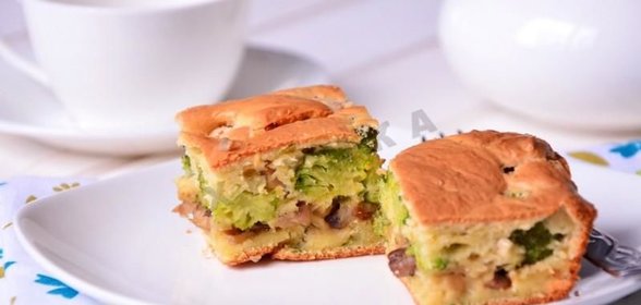 Пирог с брокколи и грибами