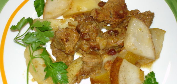 Телятина с грушей и изюмом Карбонадо