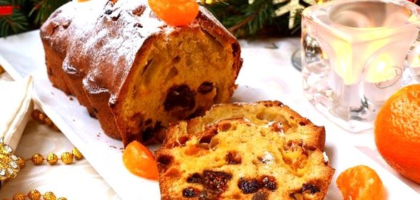 Рождественский кекс с мандаринами и сухофруктами