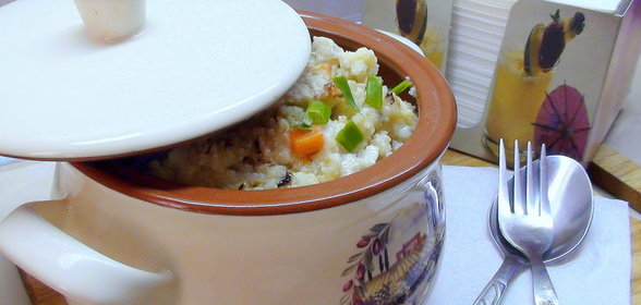 Пшённая каша с курочкой, томлённая в горшочке
